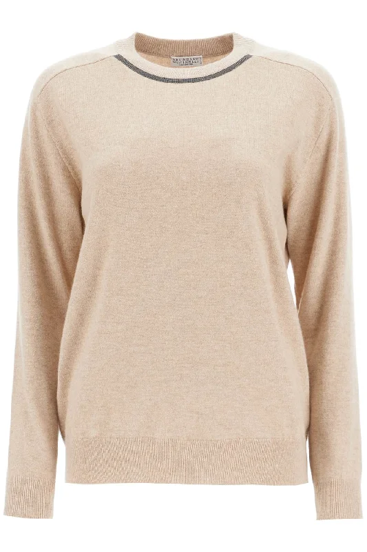 Cashmere Crewneck Pullover  - Beige Angora Wool Cozy