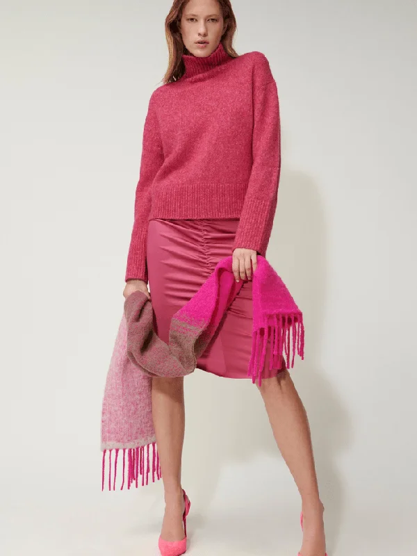 Luisa Cerano Pink Turtleneck Pullover 188302 5292 Col 0453 Short Puff Sleeve