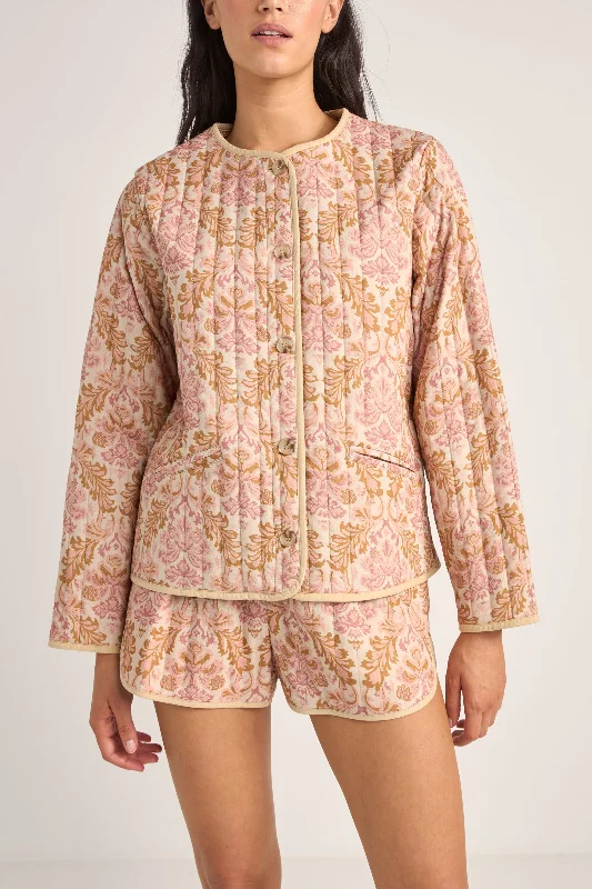 Jane Paisley Quilted Jacket Rose Oversized Jacket Tailored Jacket Straight Jacket