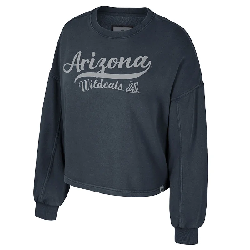 NCAA Arizona Wildcats Women's Colosseum Taha Washed Fleece Pullover Crewneck Sheath Sleeve Elegant