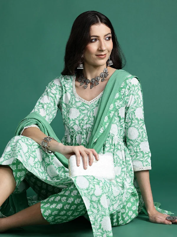 Women Green Printed A-Line Kurta Trousers With Dupatta Set - Taantav Skinny Trousers Denim Stretchy Women Green Printed A-Line Kurta Trousers With Dupatta Set - Taantav Skinny Trousers Denim Stretchy