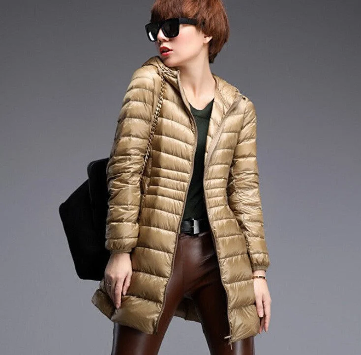 Winter Women Long Down Jackets Fashion Ultra Light White Duck Down Coat Hooded Down Parkas For Women XXXL Plus Size Welt Pockets Slit Pockets Flap Pockets Winter Women Long Down Jackets Fashion Ultra Light White Duck Down Coat Hooded Down Parkas For Women XXXL Plus Size Welt Pockets Slit Pockets Flap Pockets