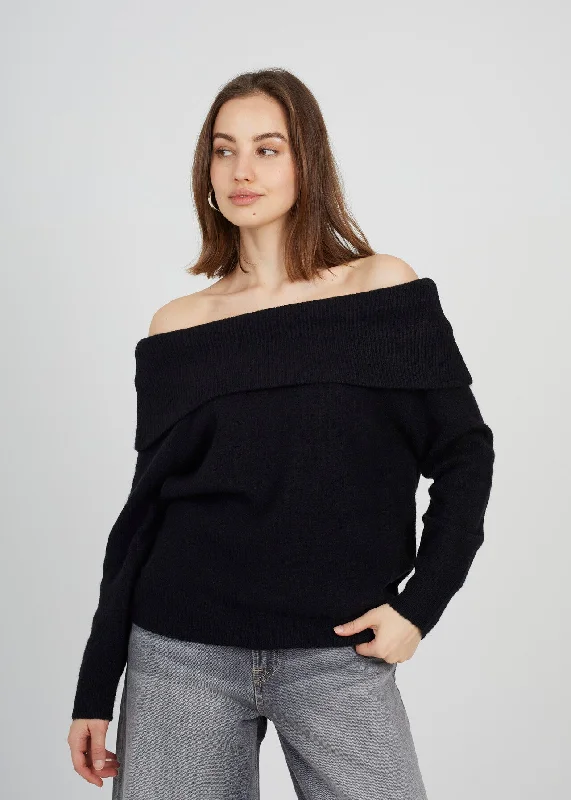 BARDOT JUMPER, BLACK Faux Fur Fabric Real Fur Fabric Shearling Fabric