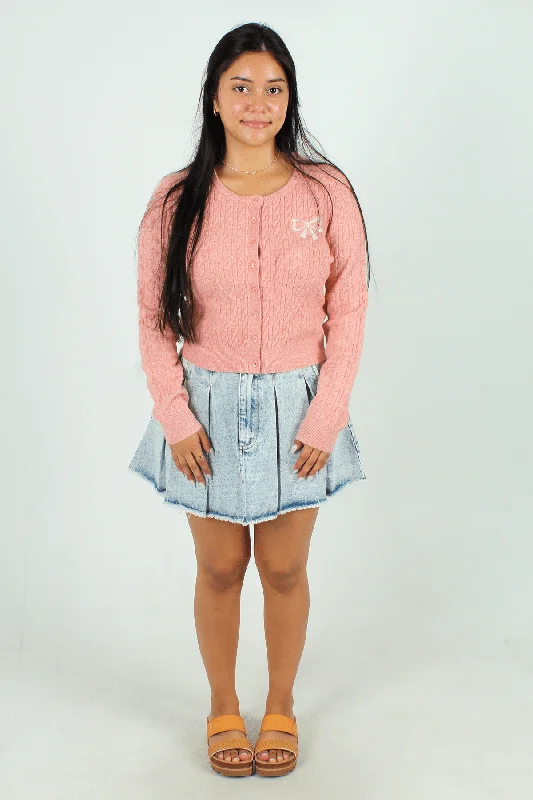 Sweet Bow Cable Knit Cardigan Hooded Cardigan Collared Cardigan Shawl Collar
