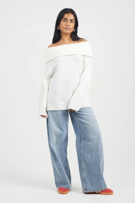 BARDOT JUMPER, IVORY Satin Fabric Silk Fabric Chiffon Fabric
