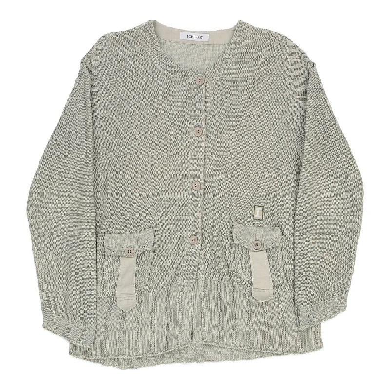 Iceberg Cardigan - XL Grey Cotton Velvet Chenille Corduroy