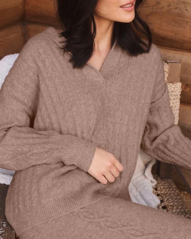 Stassi Cable Polo Sweater Cotton Fabric Linen Fabric Terry Fabric