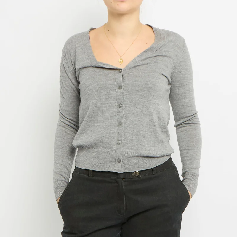 V-Neck Cardigan - UK 10 Boxy Cardigan Fitted Cardigan A-Line