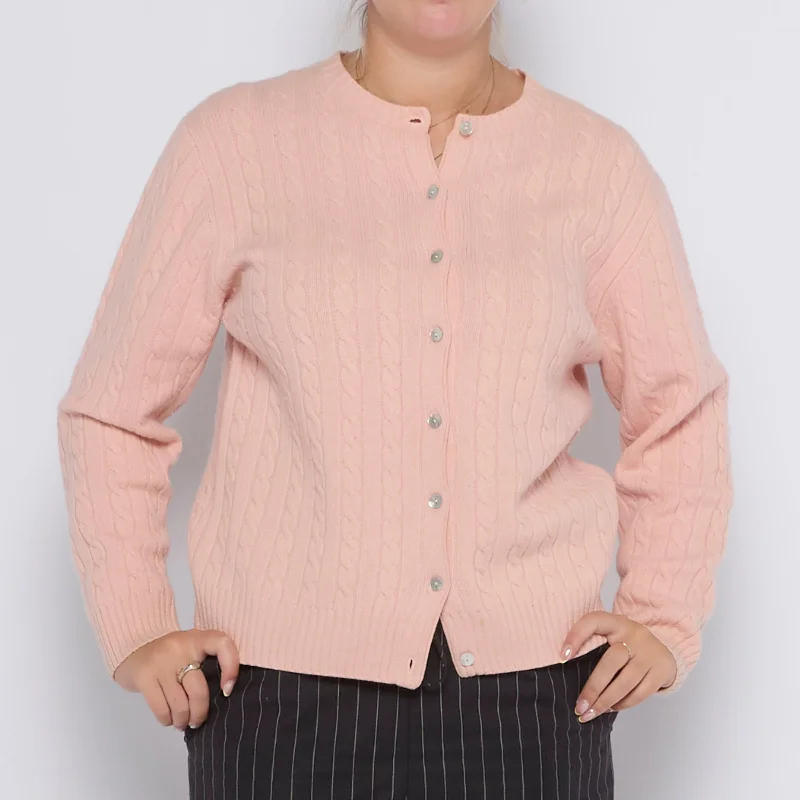 Cable Knit Buttoned Cardigan - UK 12 Oversized Loose Flowy