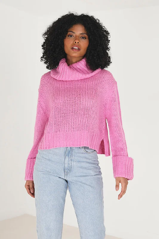 LOOSE FIT ROLL NECK JUMPER WITH SIDE SPLIT Machine Wash Dry Clean Hand Wash