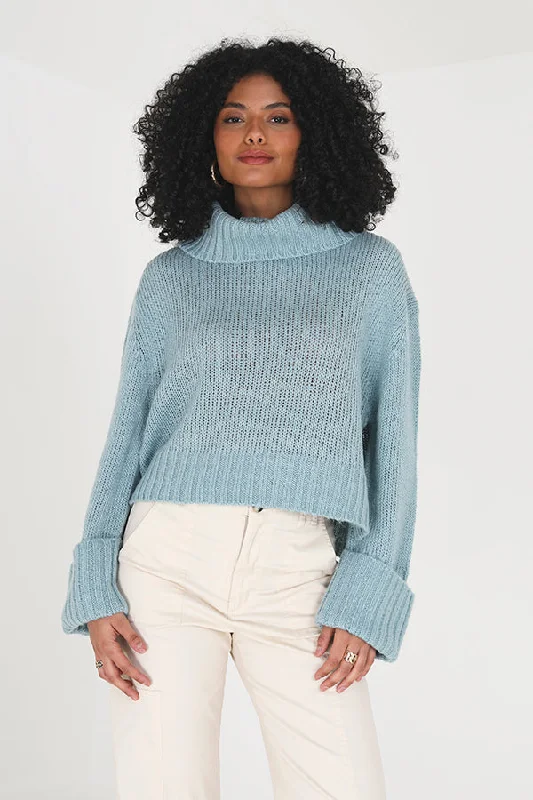 SIDE SPLIT LOOSE FIT ROLL NECK JUMPER Iron Safe Non-Iron Wrinkle Free