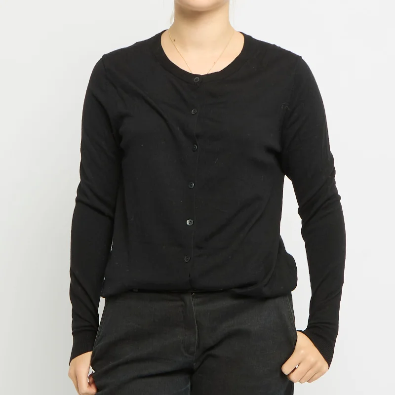 Round Neck Knitted Cardigan - UK 10 Thin Thick Dense