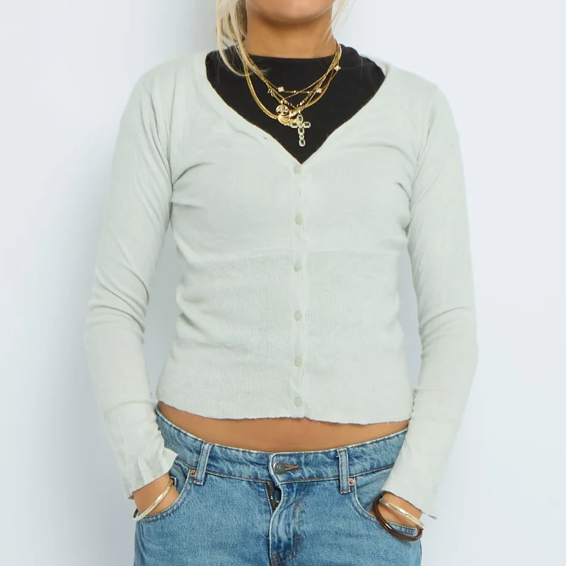 Buttoned Fine Knit Cardigan - UK 10 Soft Cozy Warm