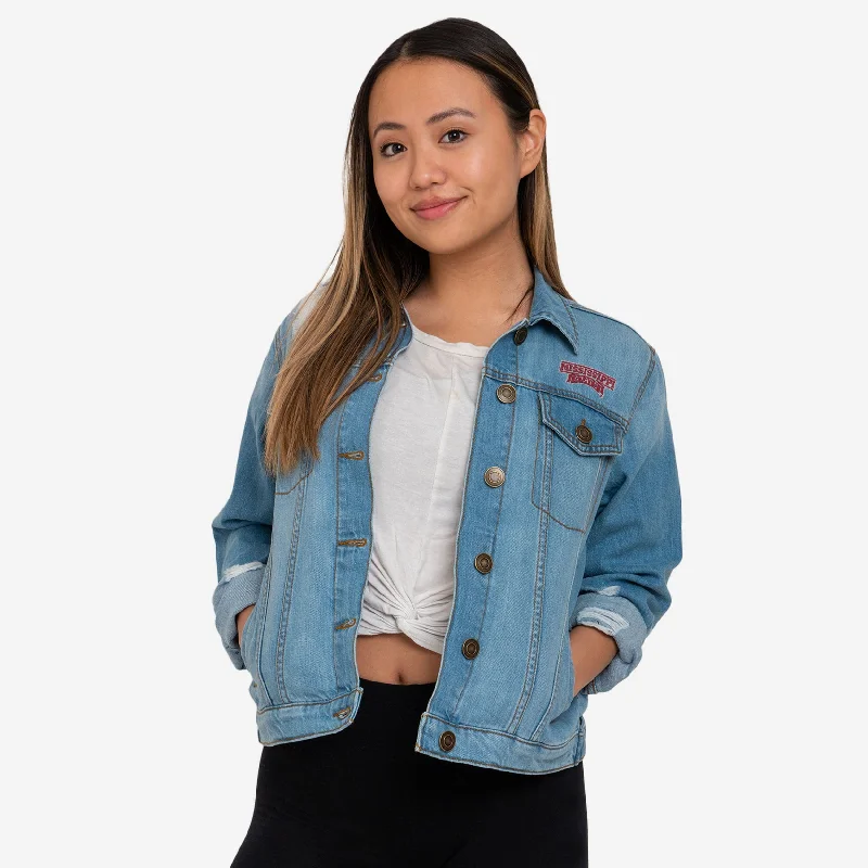Mississippi State Bulldogs Womens Denim Days Jacket A-Line Jacket Boat Neck Shawl Collar Mississippi State Bulldogs Womens Denim Days Jacket A-Line Jacket Boat Neck Shawl Collar