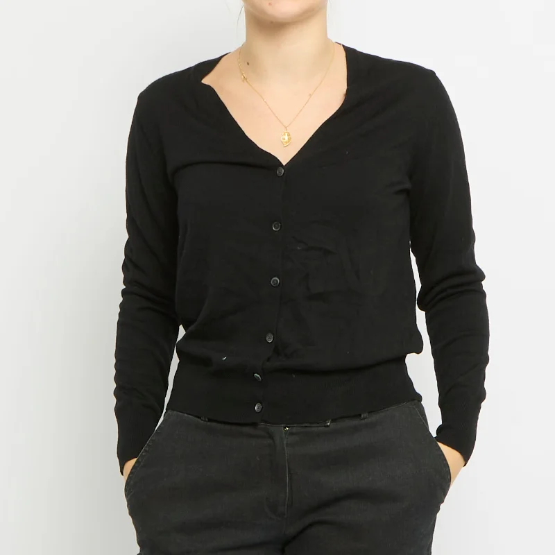 V-Neck Cardigan - UK 10 Fleece Cardigan Nylon Polyester