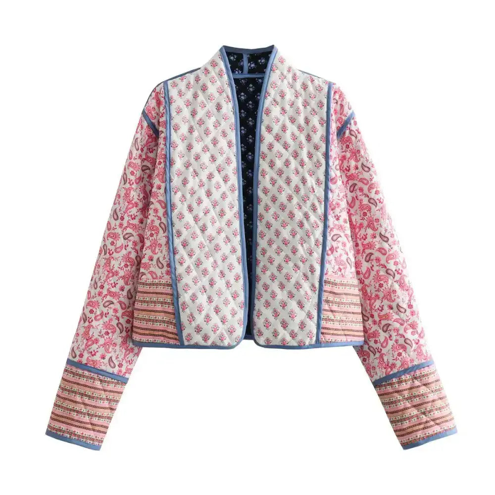 Women cotton padded jacket traf reversible long sleeve cardigan coat Striped Jacket Polka Dot Jacket Floral Jacket