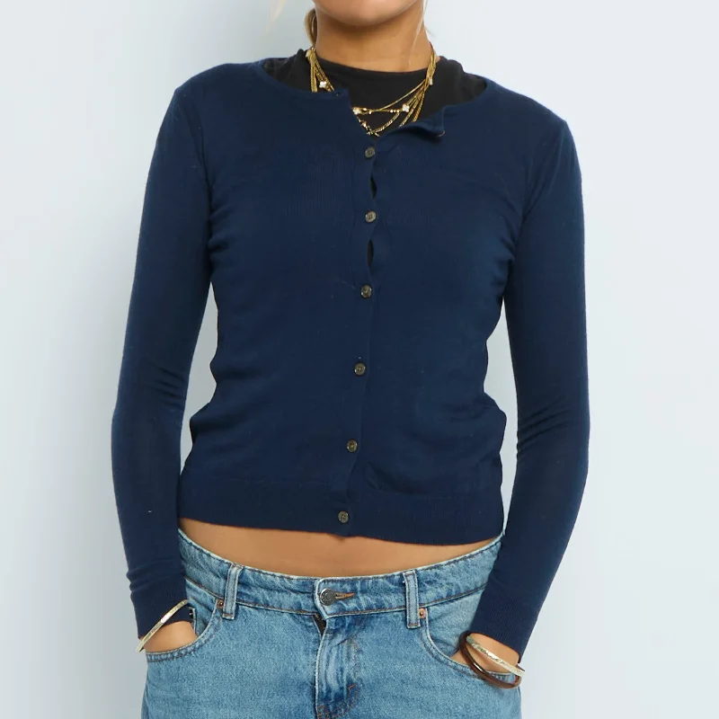 Buttoned Fine Knit Cardigan - UK 6 Elasticated Padded Insulated