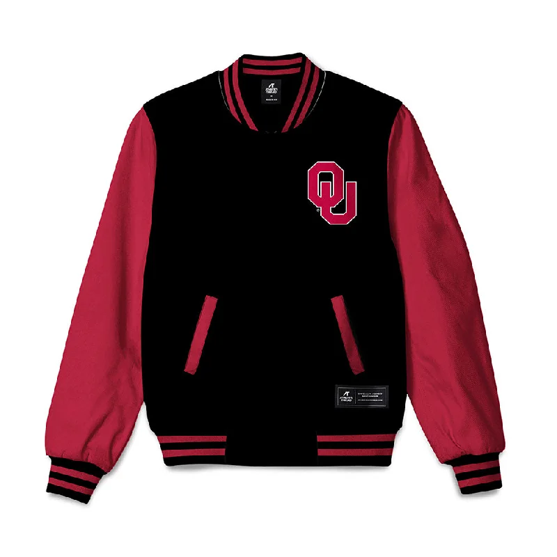 Oklahoma - NCAA Women's Rowing : Liza Pfeil - Bomber Jacket Rayon Fabric Velvet Fabric Corduroy Fabric Oklahoma - NCAA Women's Rowing : Liza Pfeil - Bomber Jacket Rayon Fabric Velvet Fabric Corduroy Fabric