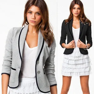 Blazer Women Fashion Women's Spring Slim Short Design Turn-down Collar Blazer Grey Short Coat Jackets for women WL2024 Boat Neck Shawl Collar Notched Collar Blazer Women Fashion Women's Spring Slim Short Design Turn-down Collar Blazer Grey Short Coat Jackets for women WL2024 Boat Neck Shawl Collar Notched Collar