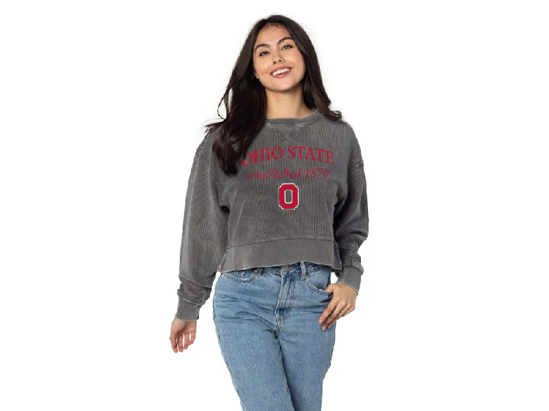 Women's Corded Boxy Pullover Shirred Sleeve Feminine