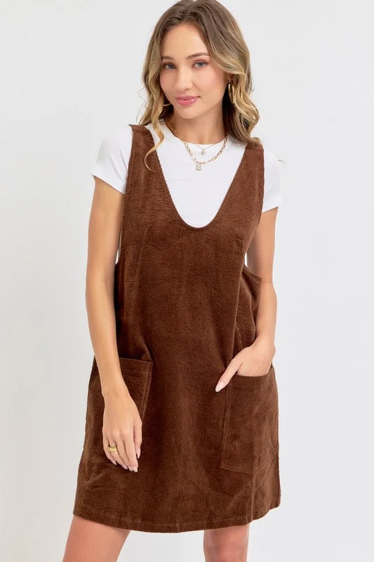 Darla Cordoroy Jumper in Chocolate Sequined Glittery Shiny