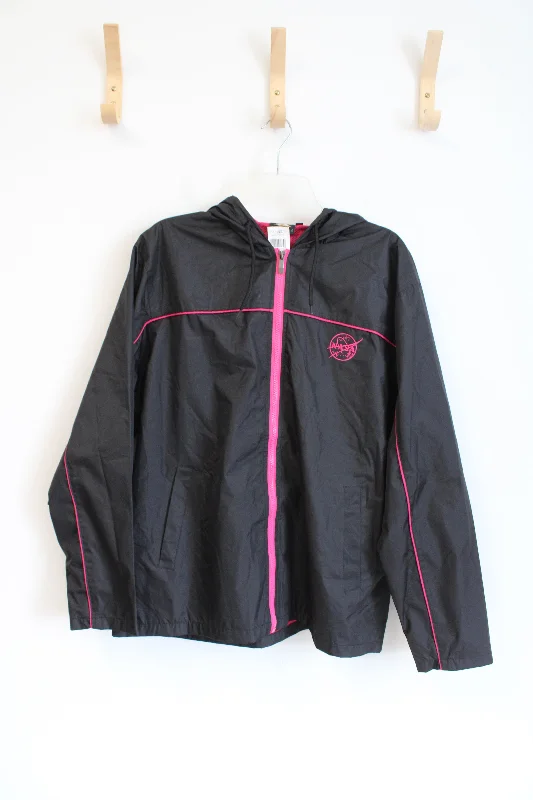 NEW Prairie Mountain Kennedy Space Center Black & Pink NASA Windbreaker Jacket | XL Fleece Jacket Down Jacket Feather Jacket NEW Prairie Mountain Kennedy Space Center Black & Pink NASA Windbreaker Jacket | XL Fleece Jacket Down Jacket Feather Jacket