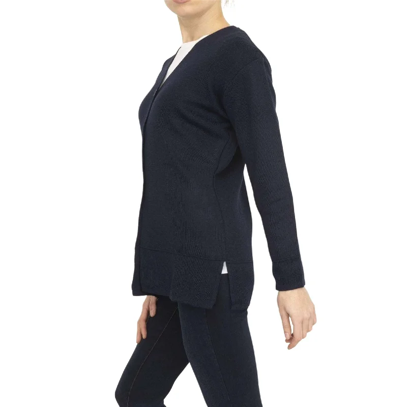 Balmoral Women V-Neck Wool Blend Button-Up Cardigan Welt Pockets Slit Pockets Flap Pockets