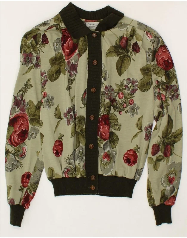DOMINA Womens Cardigan Sweater IT 44 Medium Green Floral Wool Knit Fabric Woven Fabric Fleece Fabric DOMINA Womens Cardigan Sweater IT 44 Medium Green Floral Wool Knit Fabric Woven Fabric Fleece Fabric