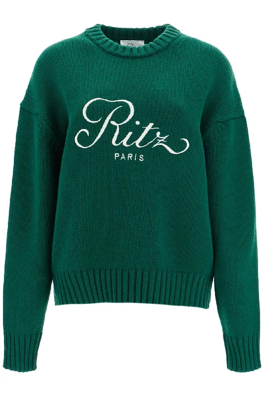 Cashmere Pullover With Ritz Paris Frame  - Green Tight Sleeve Top