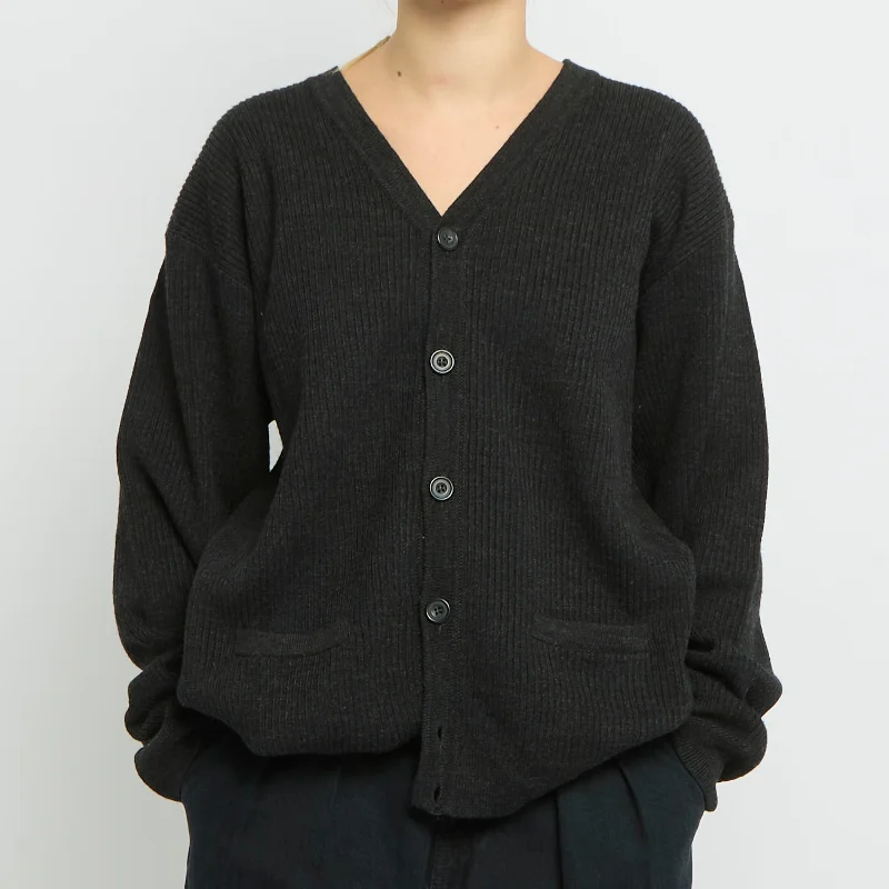 Ribbed Cardigan Sweater - UK 16 Thin Thick Dense