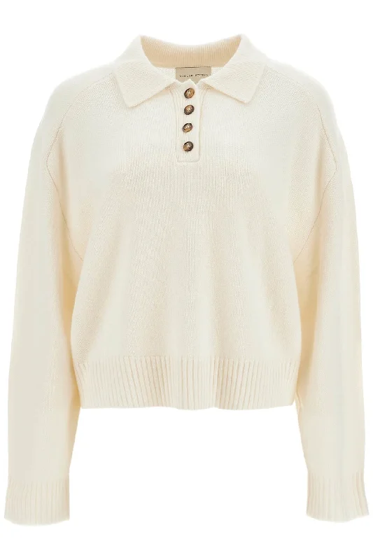 Cashmere Polo Pullover For Men  - White Crew Neck Wool
