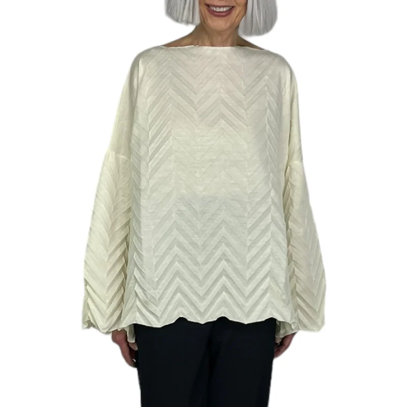 PLEATED PULLOVER Jewel Neck Pullover