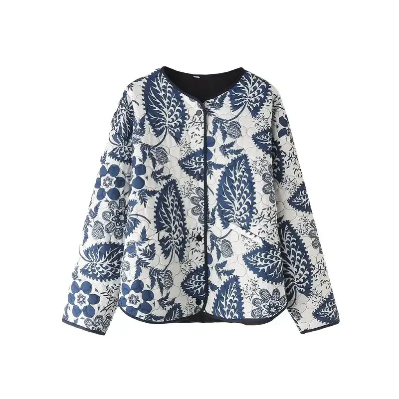 Women’s printed thick button quilted jacket Knit Jacket Woven Jacket Fleece Jacket