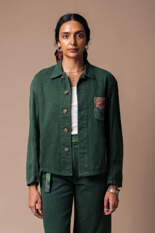 Green Organic Hemp/Cotton Chore Jacket Tiered Jacket Buttoned Jacket Zippered Jacket Green Organic Hemp/Cotton Chore Jacket Tiered Jacket Buttoned Jacket Zippered Jacket