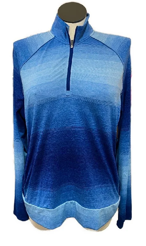 Women's Adidas Royal Blue Gradient Golf Pullover Size S Deep Neck Pullover