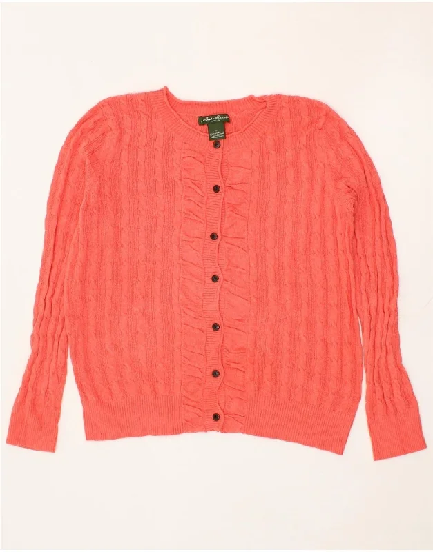 EDDIE BAUER Womens Cardigan Sweater UK 16 Large Pink Cotton Wool Fabric Cashmere Fabric Tweed Fabric EDDIE BAUER Womens Cardigan Sweater UK 16 Large Pink Cotton Wool Fabric Cashmere Fabric Tweed Fabric