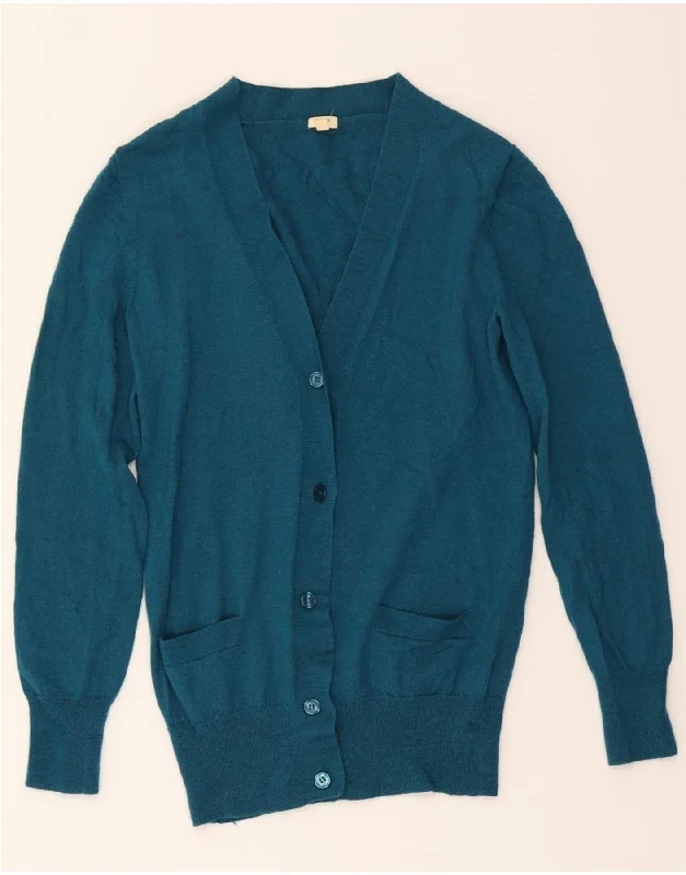 J. CREW Womens Cardigan Sweater UK 12 Medium Blue Merino Wool Nylon Fabric Polyester Fabric Spandex Fabric J. CREW Womens Cardigan Sweater UK 12 Medium Blue Merino Wool Nylon Fabric Polyester Fabric Spandex Fabric