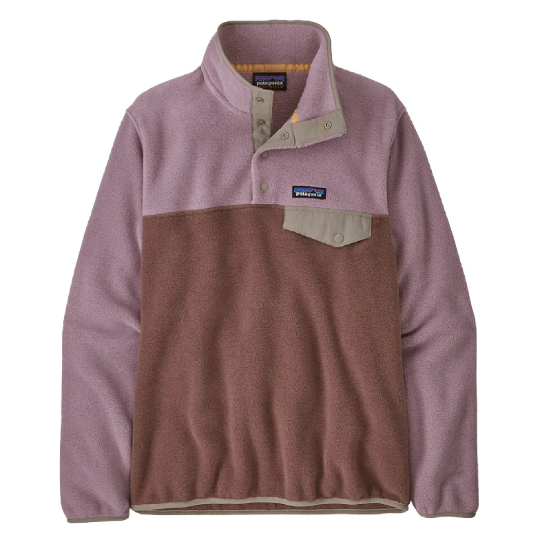 Patagonia Womens Lightweight Synch Snap-T Pullover Dulse Mauve Ruffle Sleeve Feminine