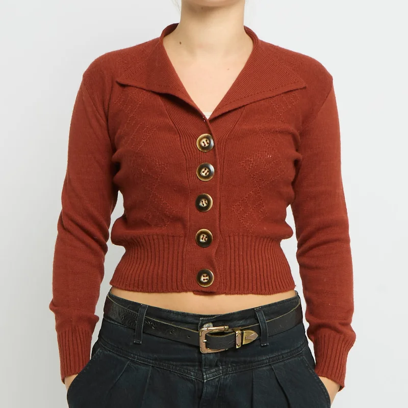 Diamond  Fine Knit Cardigan - UK 10 Transparent Opaque Sheer