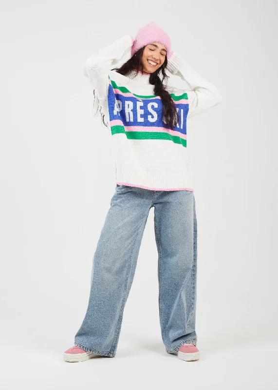 SLOGAN JUMPER WITH CONTRAST STRIPE, MULTI Rayon Fabric Velvet Fabric Corduroy Fabric SLOGAN JUMPER WITH CONTRAST STRIPE, MULTI Rayon Fabric Velvet Fabric Corduroy Fabric