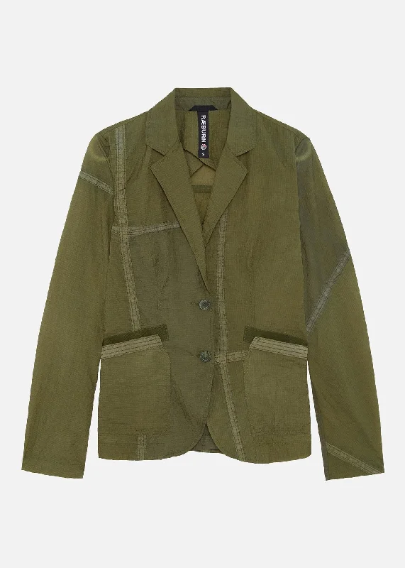 PARASUIT JACKET (W) OLIVE Front Pockets Side Pockets Patch Pockets