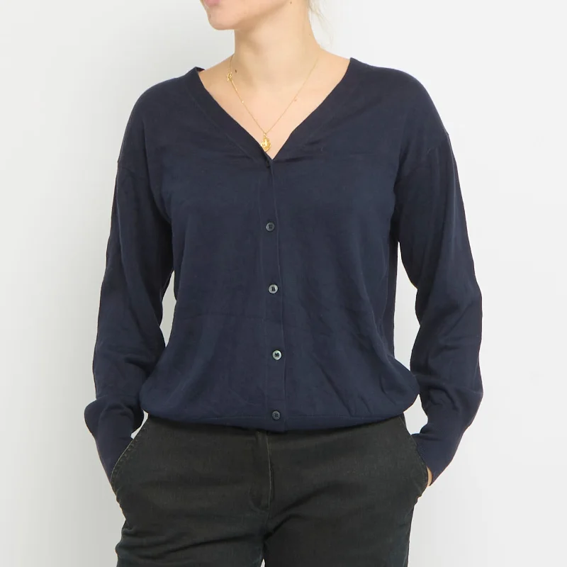 V-Neck Cardigan - UK 14 Handmade Hand-knitted Hand-woven