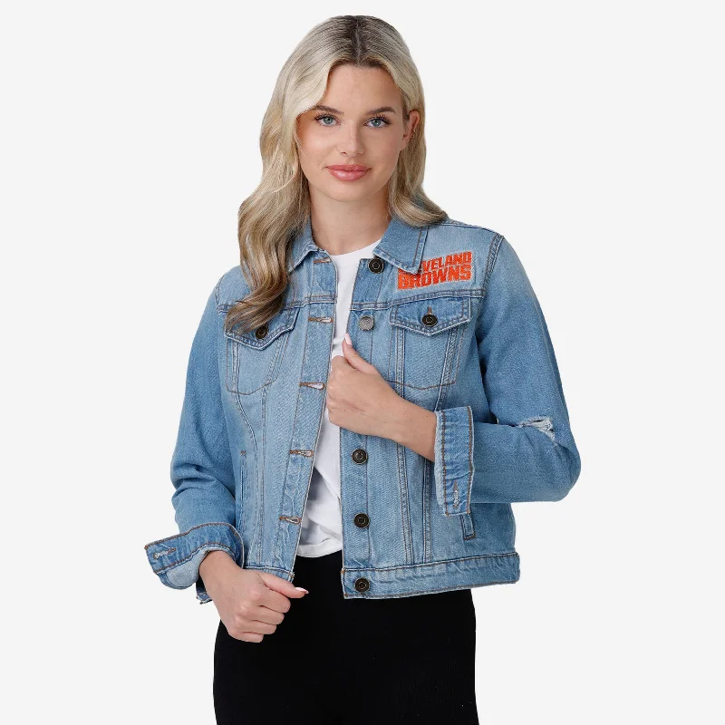 Cleveland Browns Womens Denim Days Jacket Zippered Jacket Buttoned Jacket Snapped Jacket Cleveland Browns Womens Denim Days Jacket Zippered Jacket Buttoned Jacket Snapped Jacket