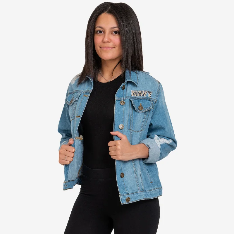 Navy Midshipmen Womens Denim Days Jacket Print Jacket Jacquard Jacket Patchwork Jacket Navy Midshipmen Womens Denim Days Jacket Print Jacket Jacquard Jacket Patchwork Jacket