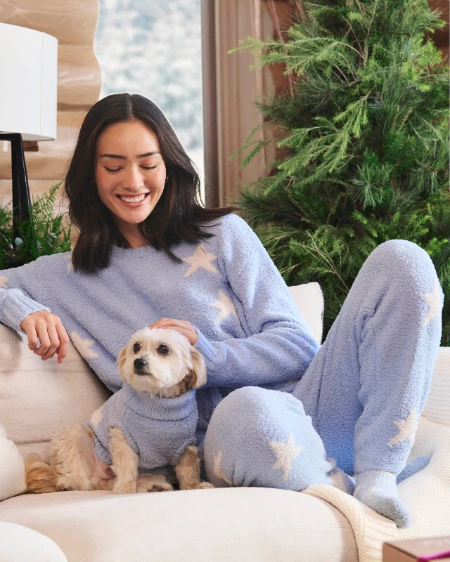 Blue Star Fuzzy Sweater PJ Set Chenille Fabric Brocade Fabric Lace Fabric