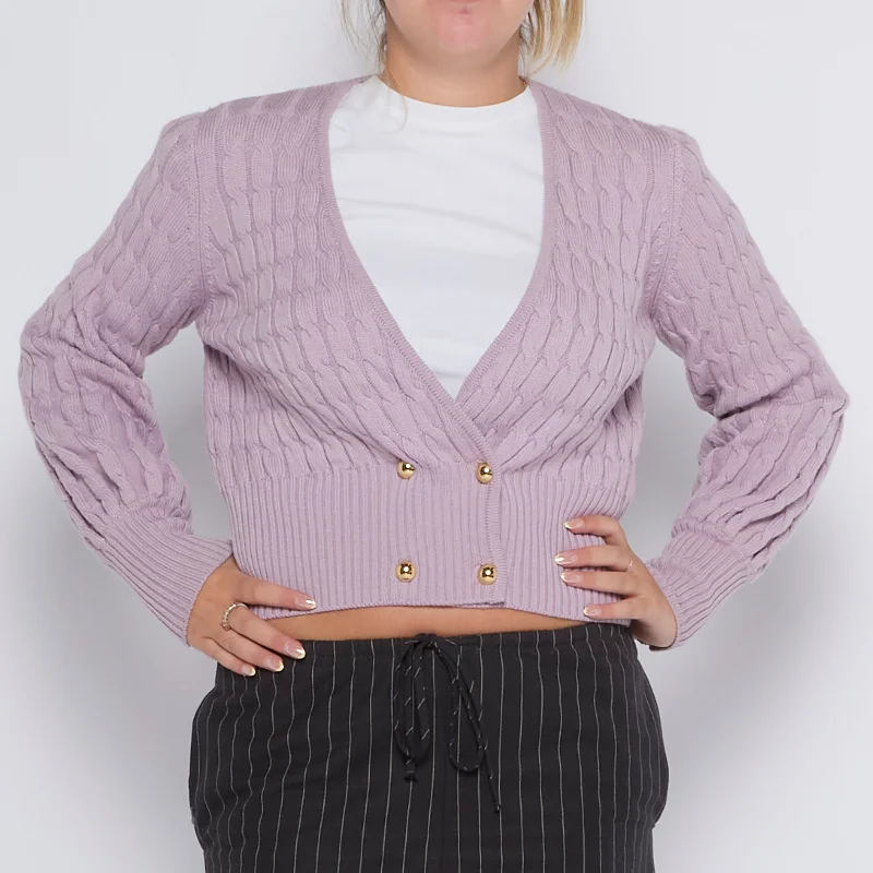 Cable Knit Heavy Knit Cardigan - UK 10 Layered Multi-layer Single Layer