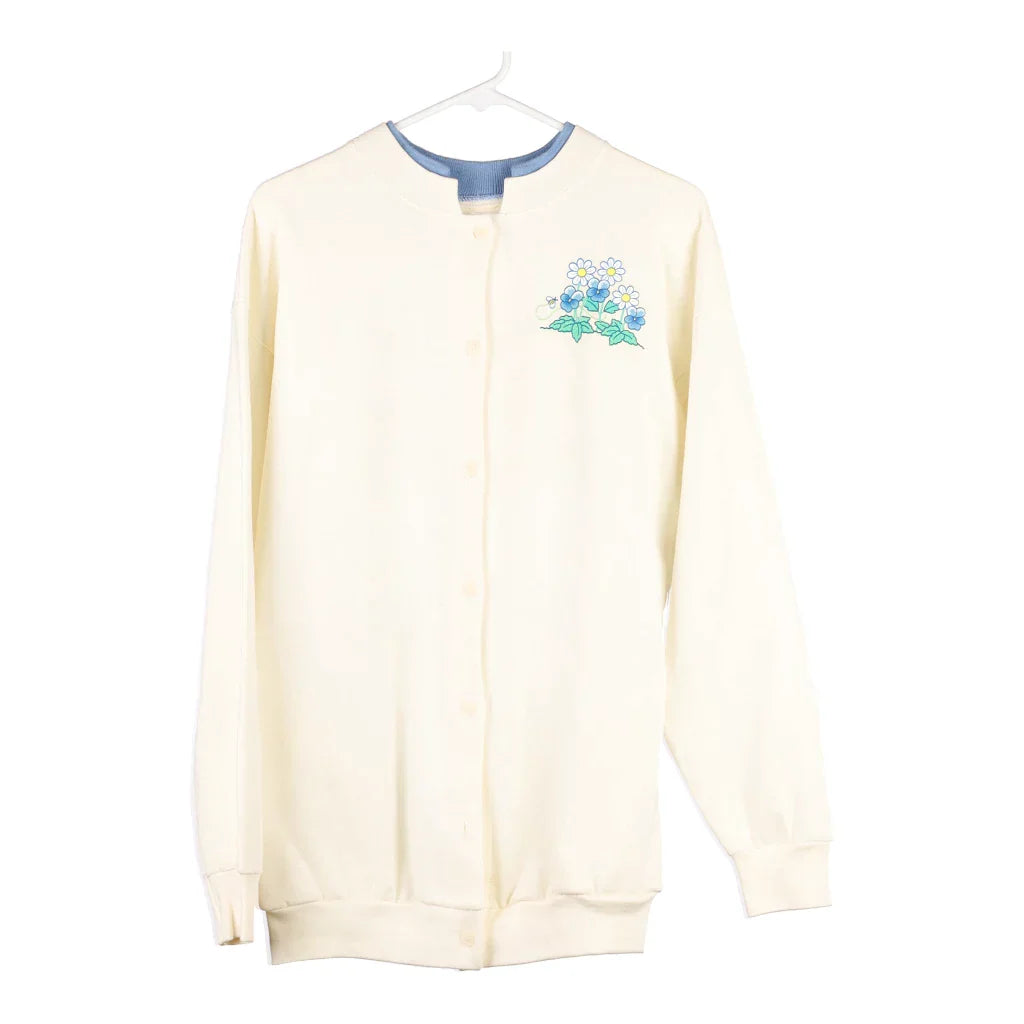 Morning Sun Cardigan - XL Cream Cotton Blend Fleece Cardigan Nylon Polyester