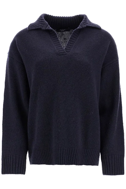 Woolen Polo Pullover  - Blue Peter Pan Collar
