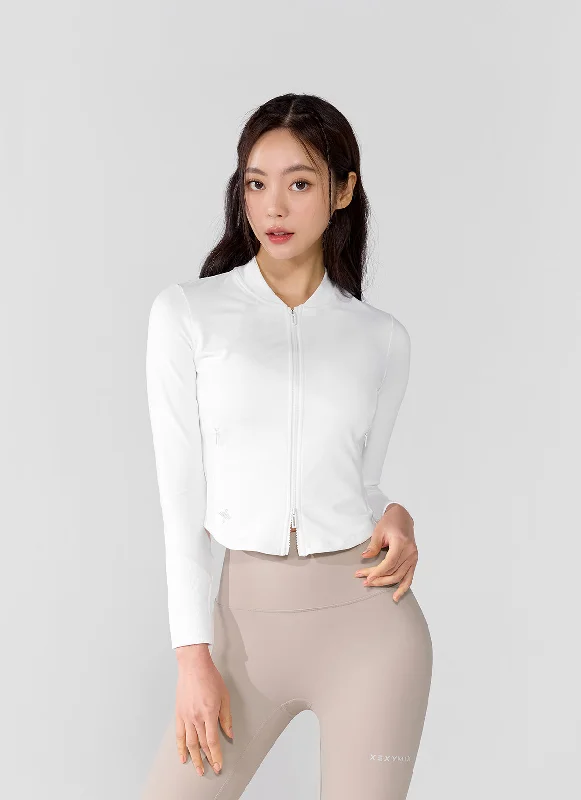 Slim Fit Round Neck Zip-up Jacket Cardigan Sweater Pullover
