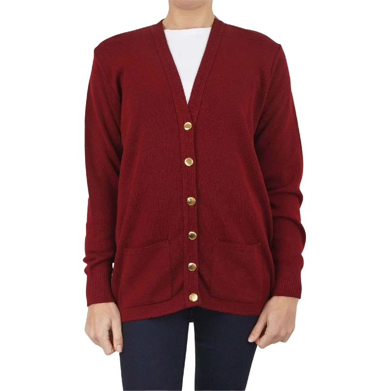 Balmoral Women Gold Button Wool Mix Longline Cardigan with Pockets Fleece Fabric Down Fabric Feather Fabric